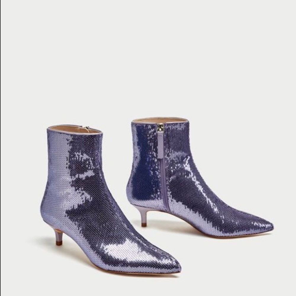 NWT Zara purple sequin boots